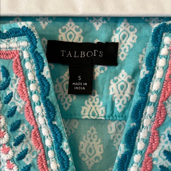 Sleeveless Aqua Patterned Top By Talbots - Picture 2 of 13